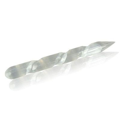 6&quot; Spiral Selenite Wand, SKU 70-SEL-Spiral, UPC 6016228993936