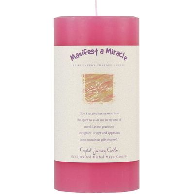 Reiki Charged Herbal 3&quot; x 6&quot; Pillar Candle - Manifest a Miracle, SKU KH-84517, UPC 6016201439437