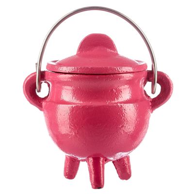 3&quot; Pink Cast Iron Cauldron with Lid, SKU BR81V, UPC 6016201611659