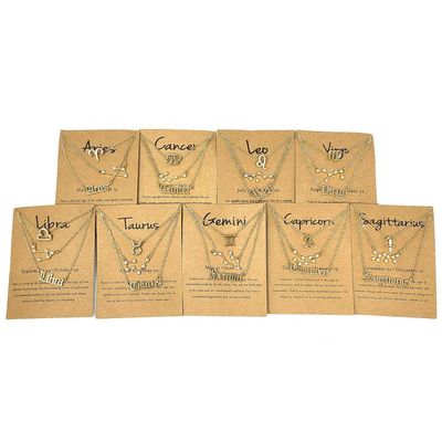 18&quot; Zodiac Horoscope Constellation Gold Plated Necklace, SKU Charm-01-1, UPC 700317305262