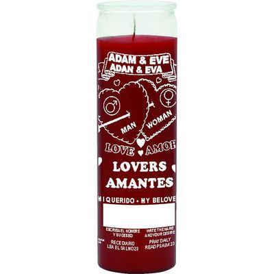 7 Day Glass Candle Adam &amp; Eve - Red, SKU WP-575-001-02, UPC 6016216330330