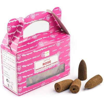 Rose Satya Backflow Dhoop Incense Cones (24 Pack), SKU BFRS, UPC 700317305910