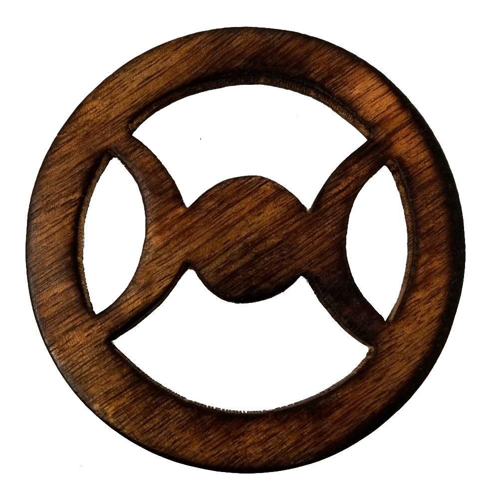 4&quot; Wooden Triple Moon Altar Tile, SKU 489, UPC 6016220415498