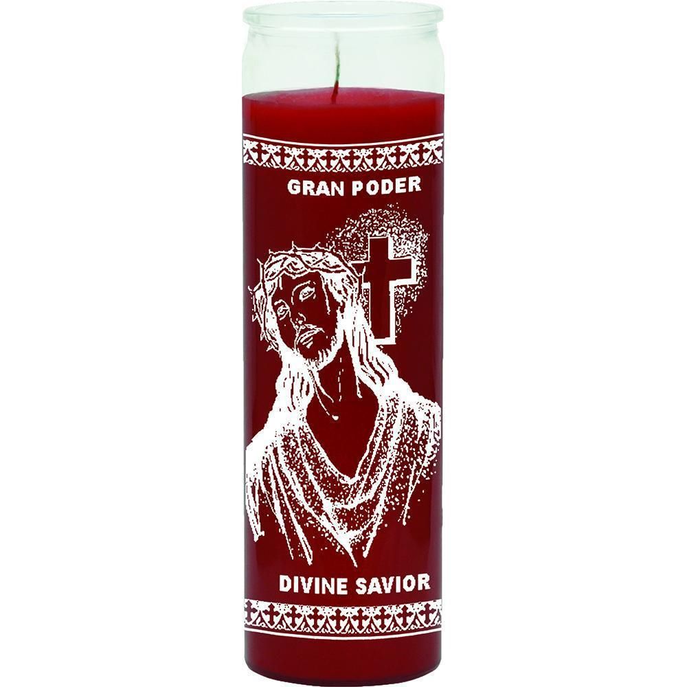 7 Day Glass Candle Divine Savior - Red, SKU WP-575-161, UPC 6016215369331