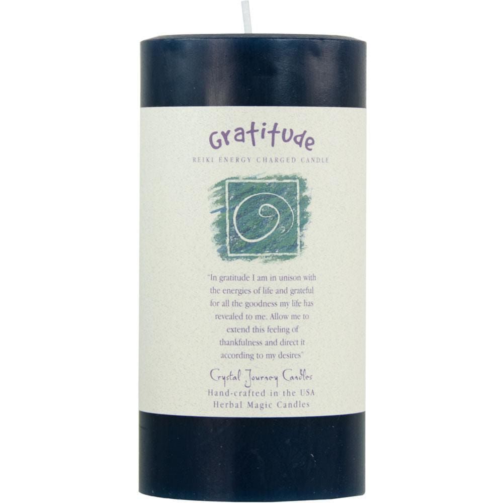 Reiki Charged Herbal 3&quot; x 6&quot; Pillar Candle - Gratitude, SKU KH-84512, UPC 6016207792796