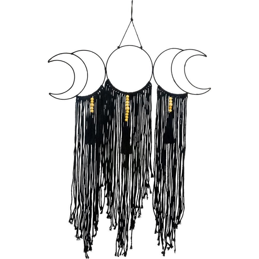 Metal Wall Hanging Moon Phases with Fringe - Black, SKU KH-30252, UPC 6016006452433