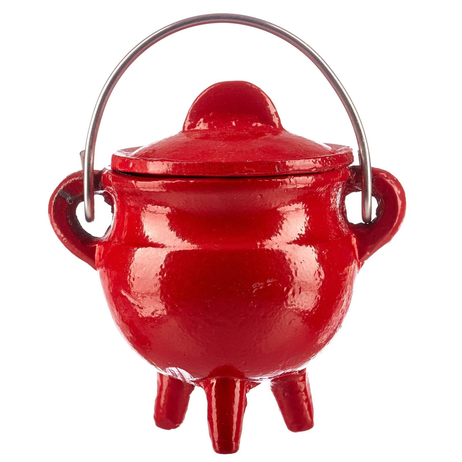 3&quot; Red Cast Iron Cauldron with Lid, SKU BR81R, UPC 6016208072033