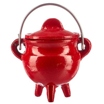 3&quot; Red Cast Iron Cauldron with Lid, SKU BR81R, UPC 6016208072033