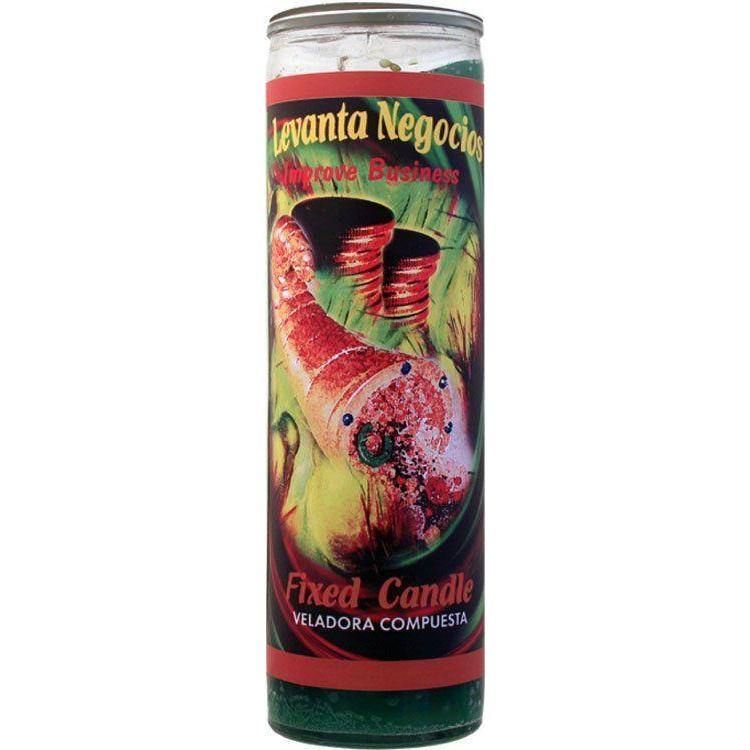 7 Day Glass Candle Mystical Fixed - Improve Business - Green, SKU WP-0060-050, UPC 6016202418462