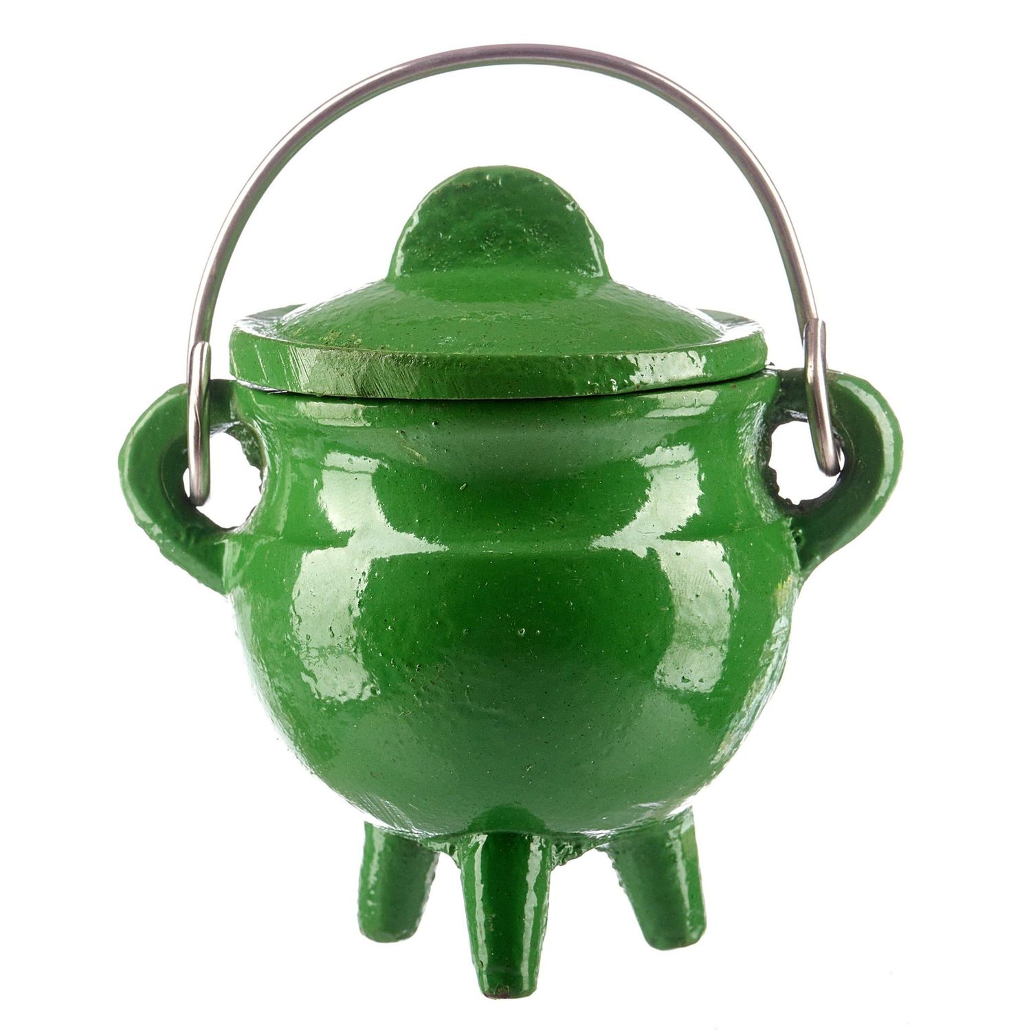 3&quot; Green Cast Iron Cauldron with Lid, SKU BR81G, UPC 6016200894862