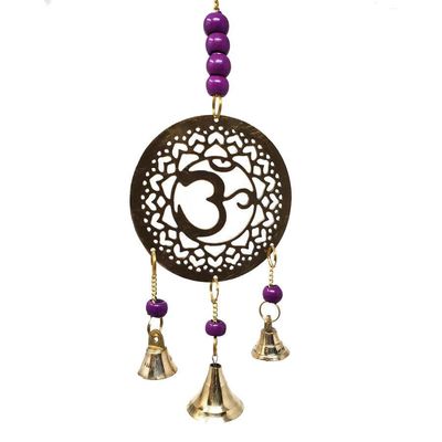 11&quot; Violet Chakra (Crown Chakra) Brass Wind Chime, SKU 7549V, UPC 6016222827855