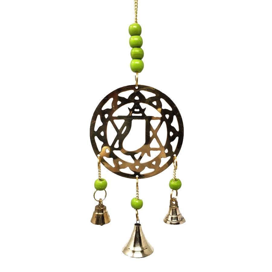 11&quot; Green Chakra (Heart Chakra) Brass Wind Chime, SKU 7549G, UPC 6016204539516