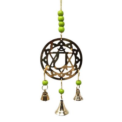 11&quot; Green Chakra (Heart Chakra) Brass Wind Chime, SKU 7549G, UPC 6016204539516