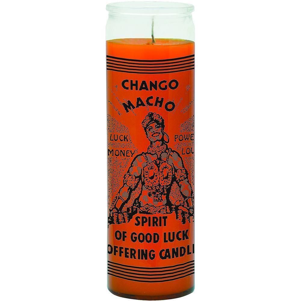 7 Day Glass Candle Spirit of Good Luck / Chango Macho - Orange, SKU WP-575-097, UPC 6016226666696