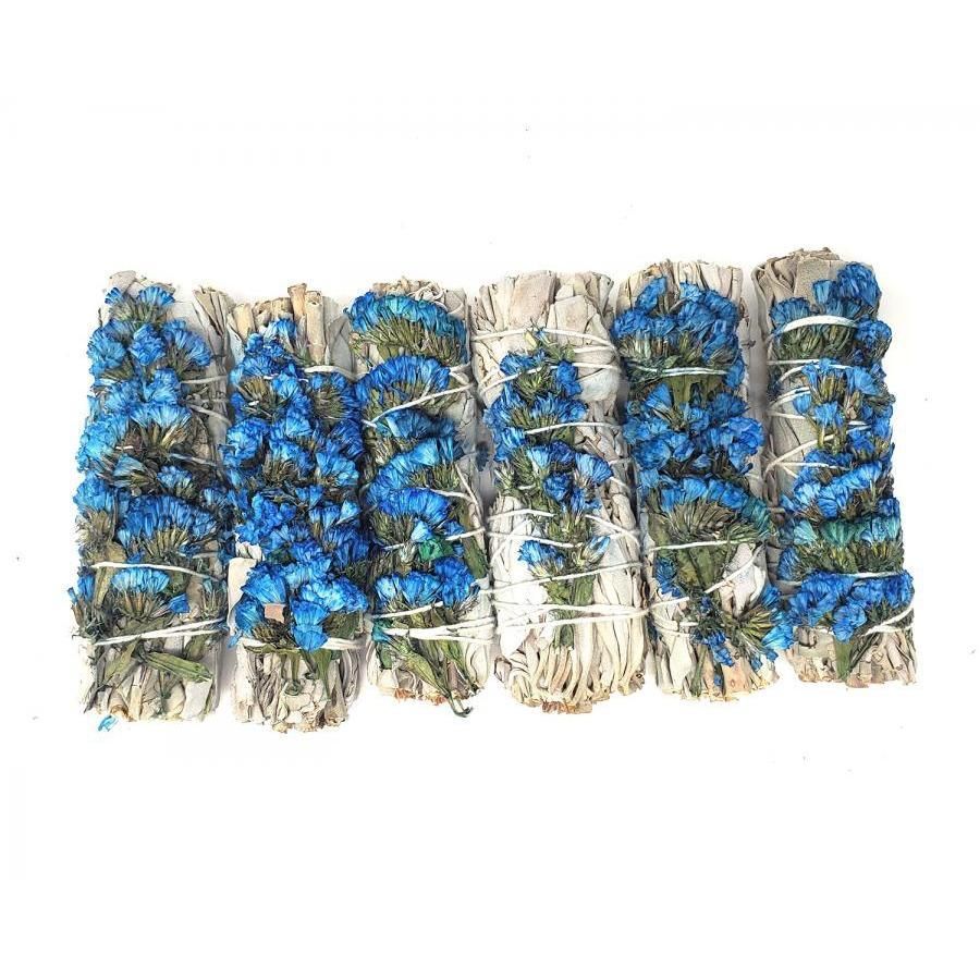 4&quot; Blue Sinuata &amp; White Sage Smudge Stick, SKU SB4, UPC 6016203810821