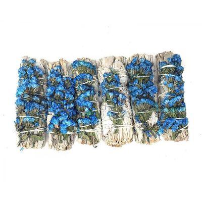 4&quot; Blue Sinuata &amp; White Sage Smudge Stick, SKU SB4, UPC 6016203810821