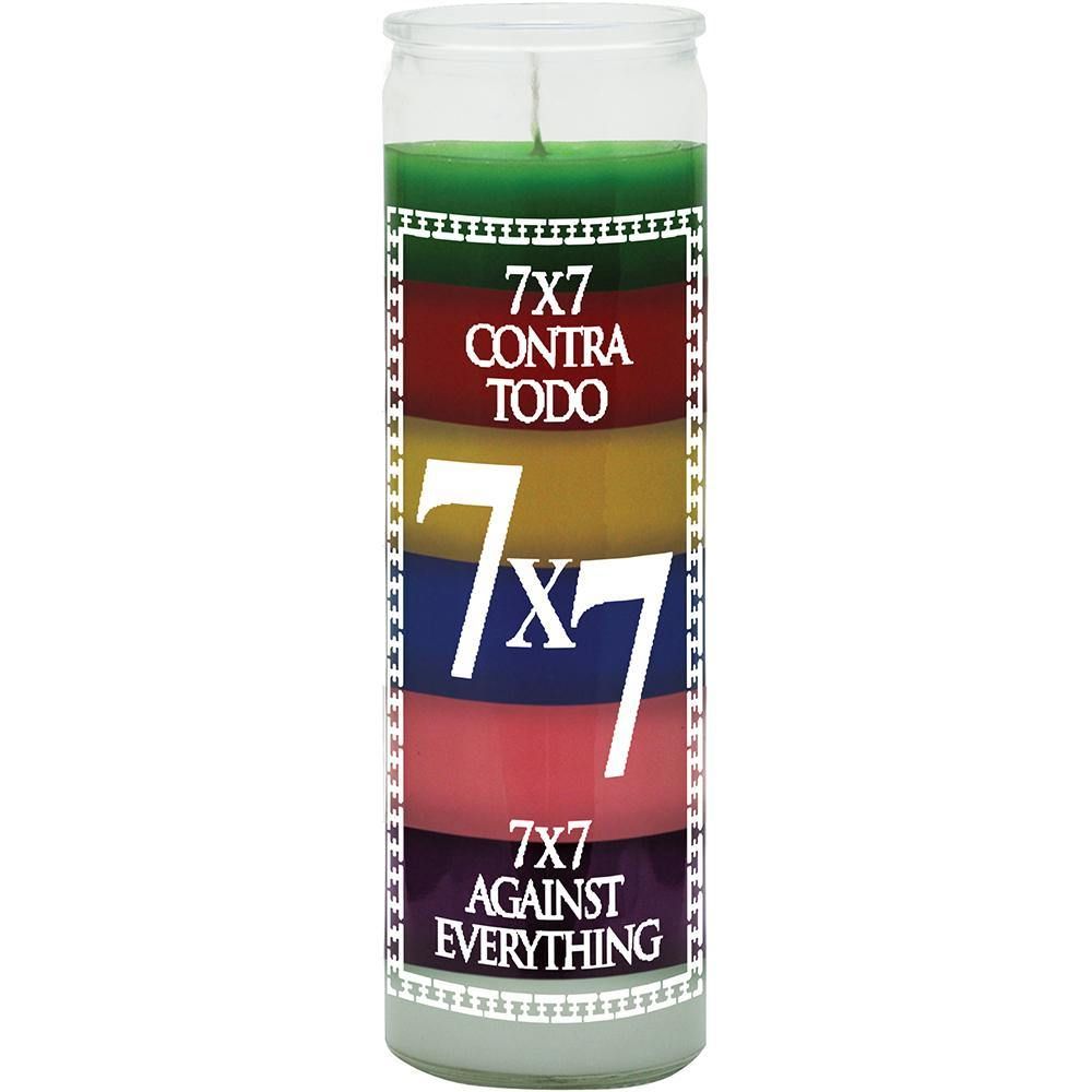 7 Day Glass Candle 7 Color - 7 X 7 Against Everything, SKU WP-578-028, UPC 6016205623603
