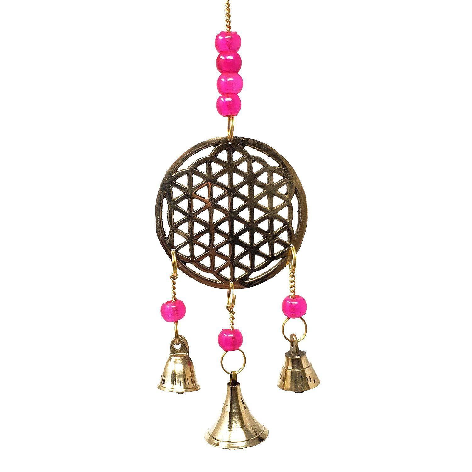 10&quot; Flower of Life Brass Wind Chime, SKU 7543, UPC 6016201095015