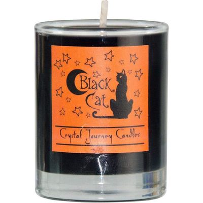 Reiki Charged Soy Herbal Filled Votive Candle - Black Cat, SKU KH-39229, UPC 6016212194172