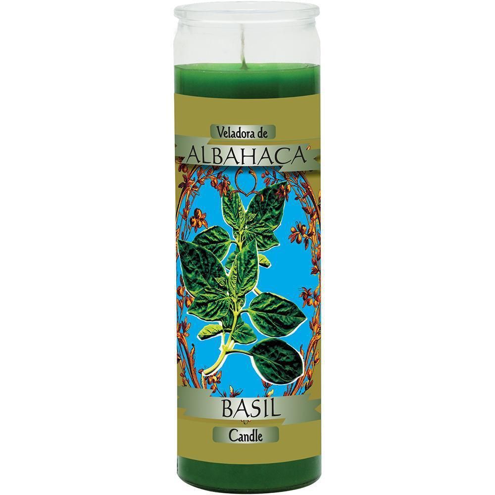 7 Day Glass Scented Candle Basil - Green, SKU WP-589-055, UPC 6016203660617