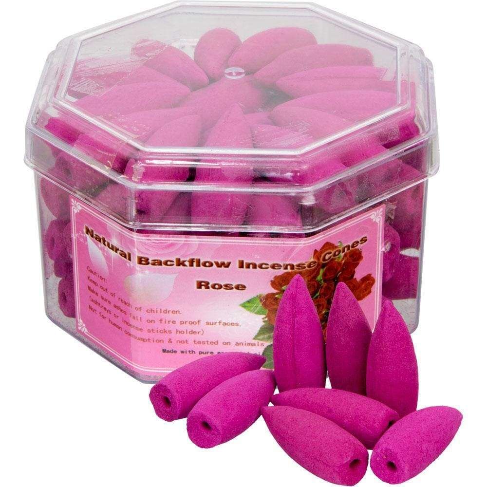 Backflow Incense Cones - Rose Fragrance (Pack of 70), SKU KH-72681, UPC 6016207011002