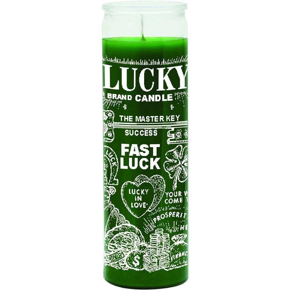 7 Day Glass Candle Fast Luck - Green, SKU WP-575-232, UPC 6016211165173