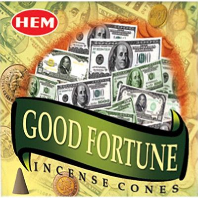 Good Fortune HEM Cone Incense (10 Cones), SKU GF12, UPC 6016206013021