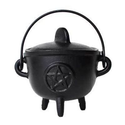 5&quot; Pentagram Cast Iron Cauldron with Lid, SKU BR95, UPC 6016205838823