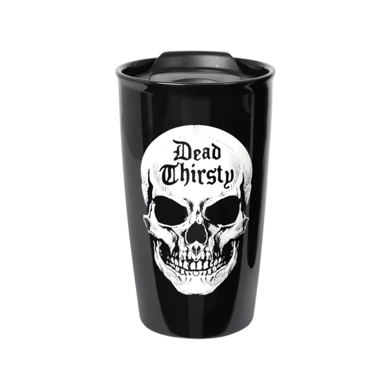12 oz Black Ceramic Travel Mug - Dead Thirsty, SKU PG-14132, UPC 700317028741