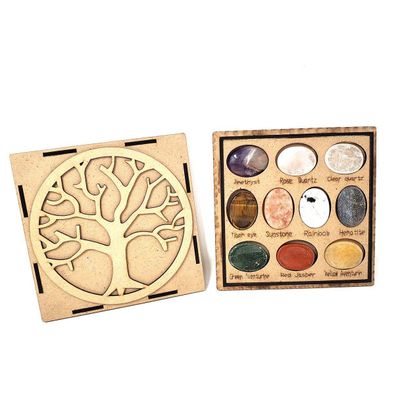 Gemstone Worry Stone 10 Piece Set with Display Box, SKU P205, UPC 6016217176173