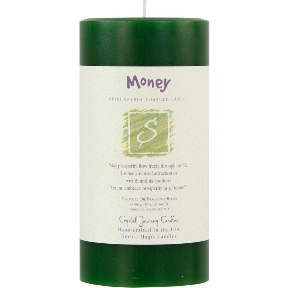 Reiki Charged Herbal 3&quot; x 6&quot; Pillar Candle - Money, SKU KH-84519, UPC 6016202183124