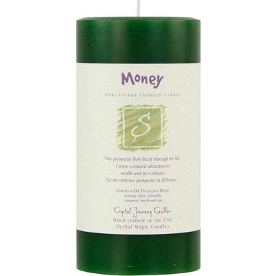 Reiki Charged Herbal 3&quot; x 6&quot; Pillar Candle - Money, SKU KH-84519, UPC 6016202183124