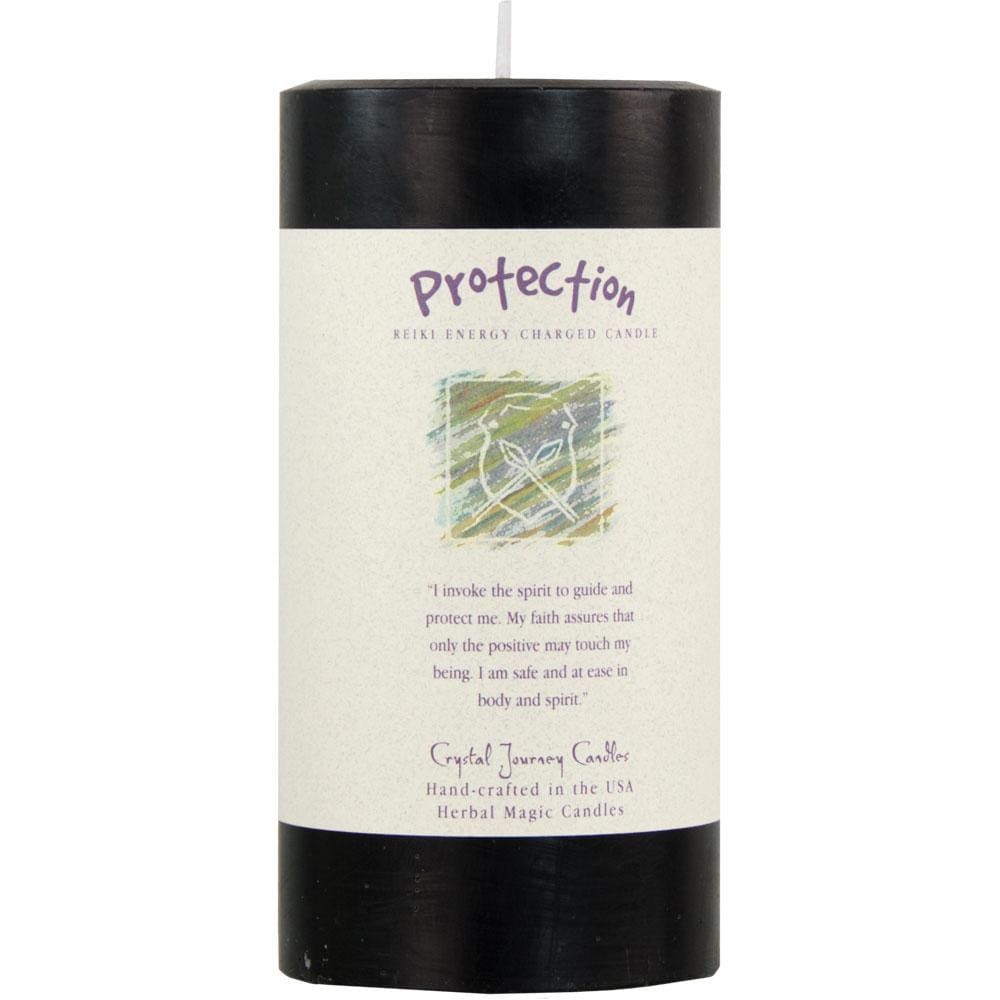 Reiki Charged Herbal 3&quot; x 6&quot; Pillar Candle - Protection, SKU KH-84522, UPC 6016212182186