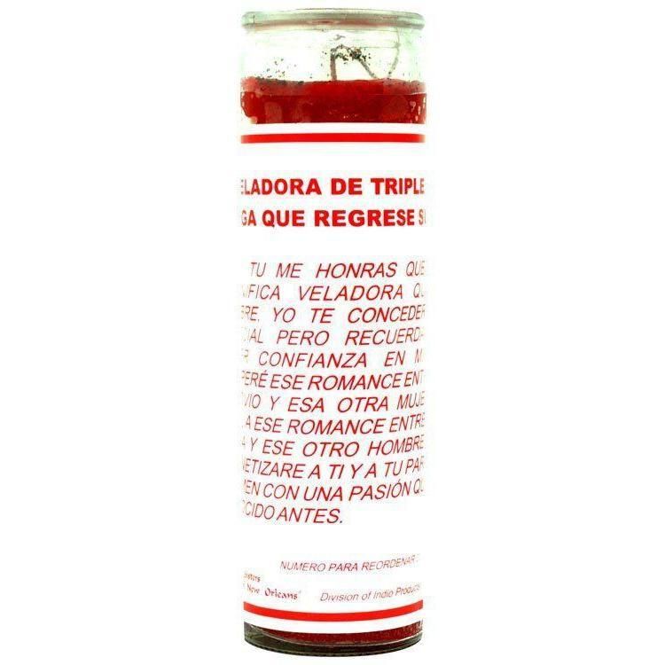 7 Day Glass Dressed Candle - Come Back To Me - Red, SKU WP-0063-056, UPC 6016201171177