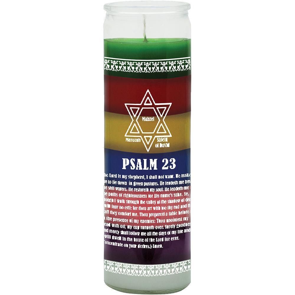 7 Day Glass Candle 7 Color - 23rd Psalm, SKU WP-578-940, UPC 6016206222256