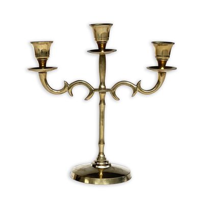 Three Light Solid Brass Taper Candle Holder (9 x 9 inch), SKU 237, UPC 6016205996974