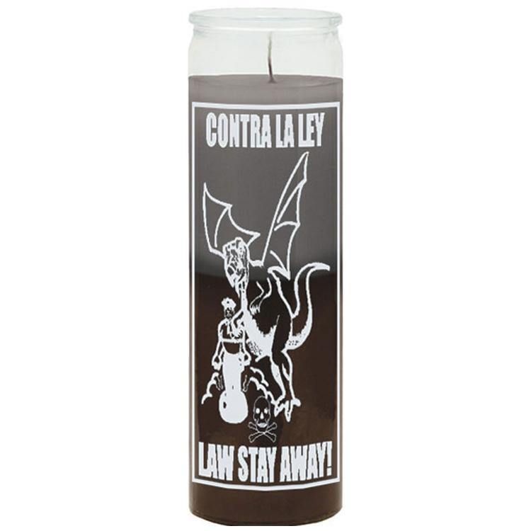 7 Day Glass Candle 2 Color Law Stay Away - Gray / Brown, SKU WP-576-515-36, UPC 6016210727761