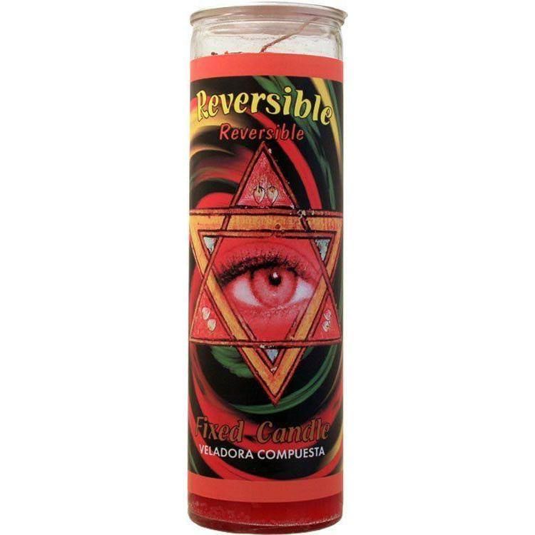 7 Day Glass Candle Mystical Fixed - Reversible - Red, SKU WP-0060-747, UPC 6016200412400