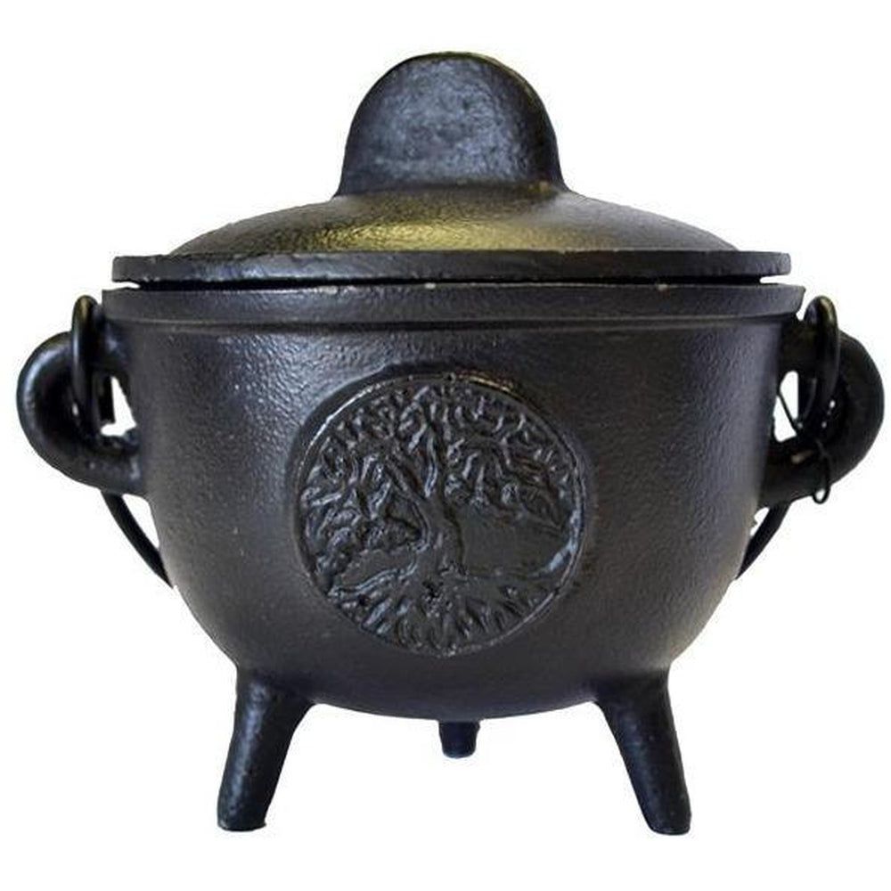 5&quot; Tree of Life Cast Iron Cauldron with Lid, SKU BR94, UPC 6016210391351