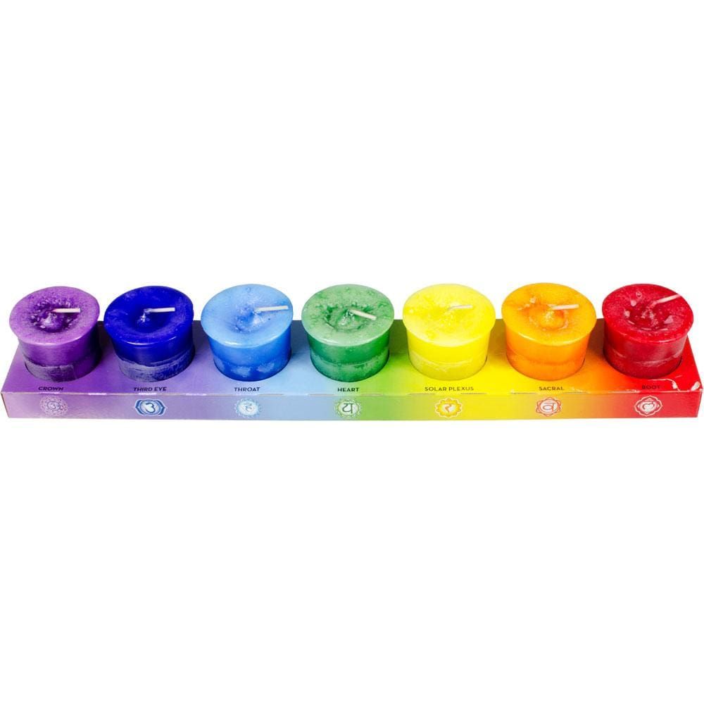 Reiki Charged Chakra Votive Candles (Set of 7), SKU KH-81553, UPC 6016204456486