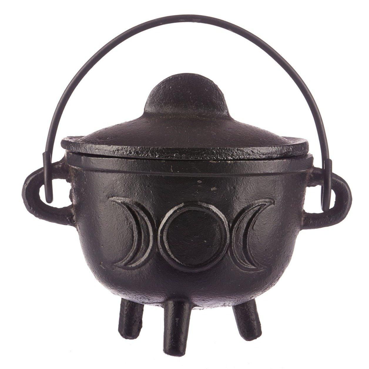 5&quot; Triple Moon Cast Iron Cauldron with Lid, SKU BR91, UPC 6016207013051