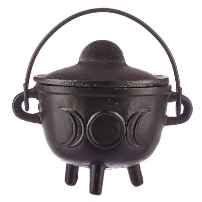 5&quot; Triple Moon Cast Iron Cauldron with Lid, SKU BR91, UPC 6016207013051