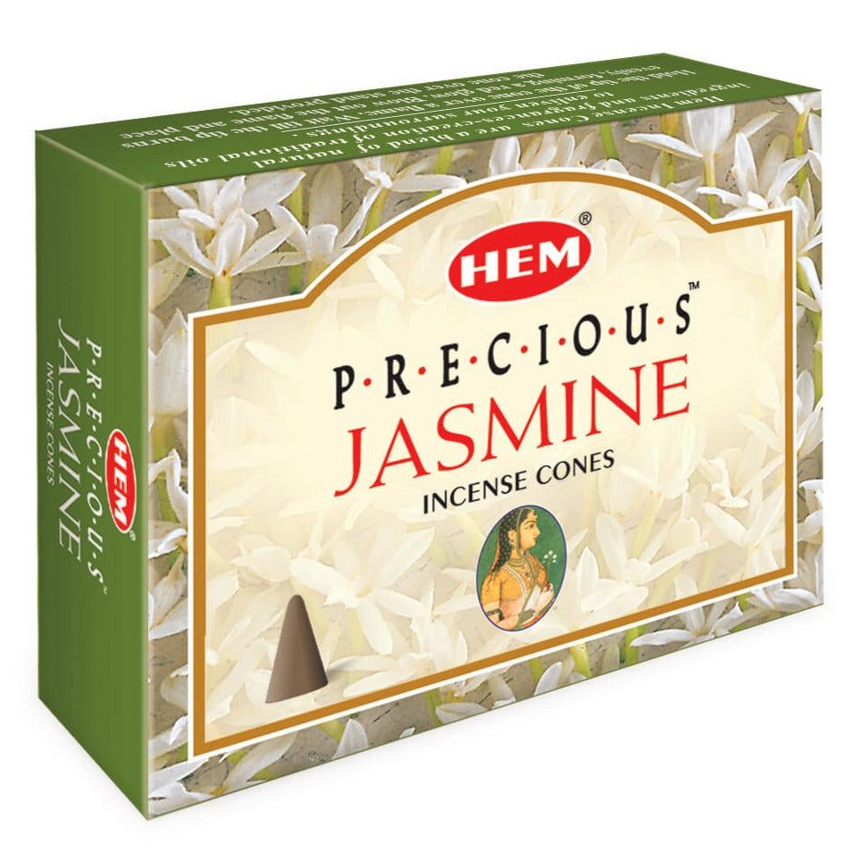 Precious Jasmine HEM Cone Incense (10 Cones), SKU PJ12, UPC 6016232148162