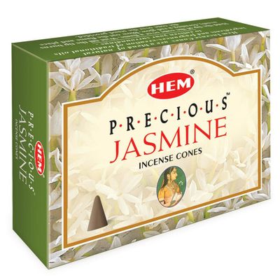 Precious Jasmine HEM Cone Incense (10 Cones), SKU PJ12, UPC 6016232148162