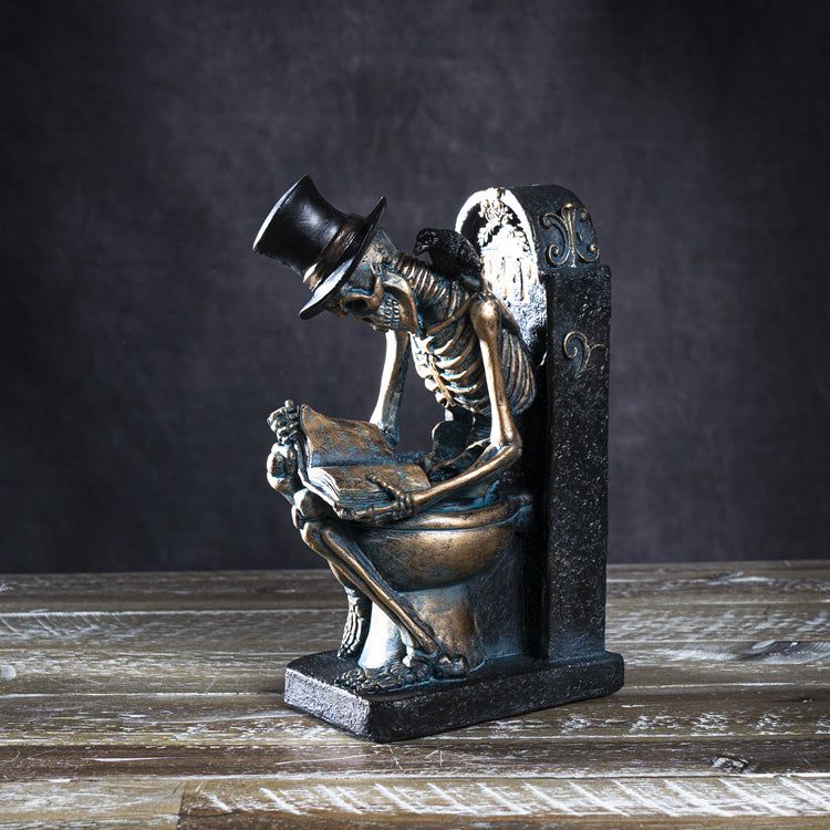 8&quot; Skeleton Statue - Skull on Toilet, SKU PG-14347, UPC 700317052319