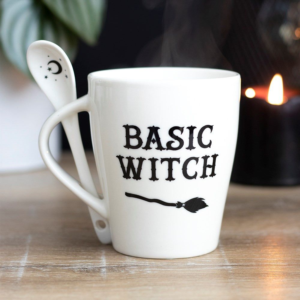 9 oz Ceramic Mug and Spoon Set - Basic Witch, SKU PG-14992, UPC 700317070962