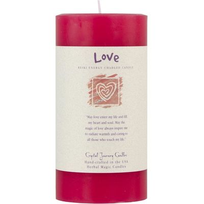 Reiki Charged Herbal 3&quot; x 6&quot; Pillar Candle - Love, SKU KH-84516, UPC 6016208837854