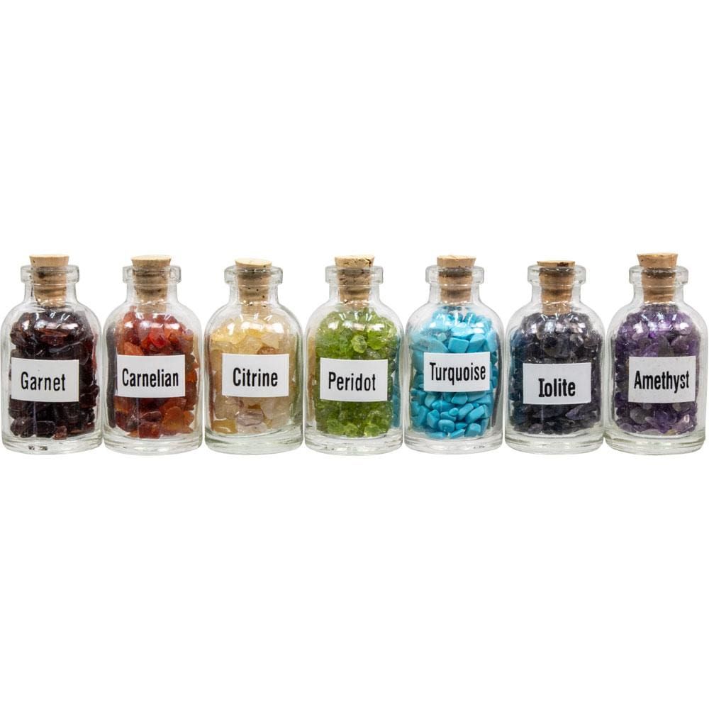 Stone Chips Bottles Set - Chakra Energizing (Box of 7), SKU KH-62702, UPC 6016211464405