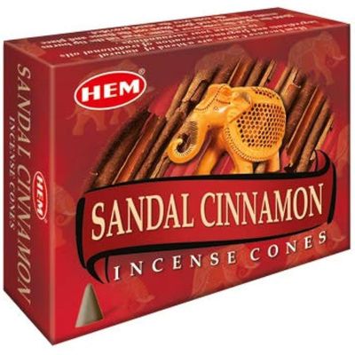 Sandal Cinnamon HEM Cone Incense (10 Cones), SKU SCN12, UPC 6016221772743