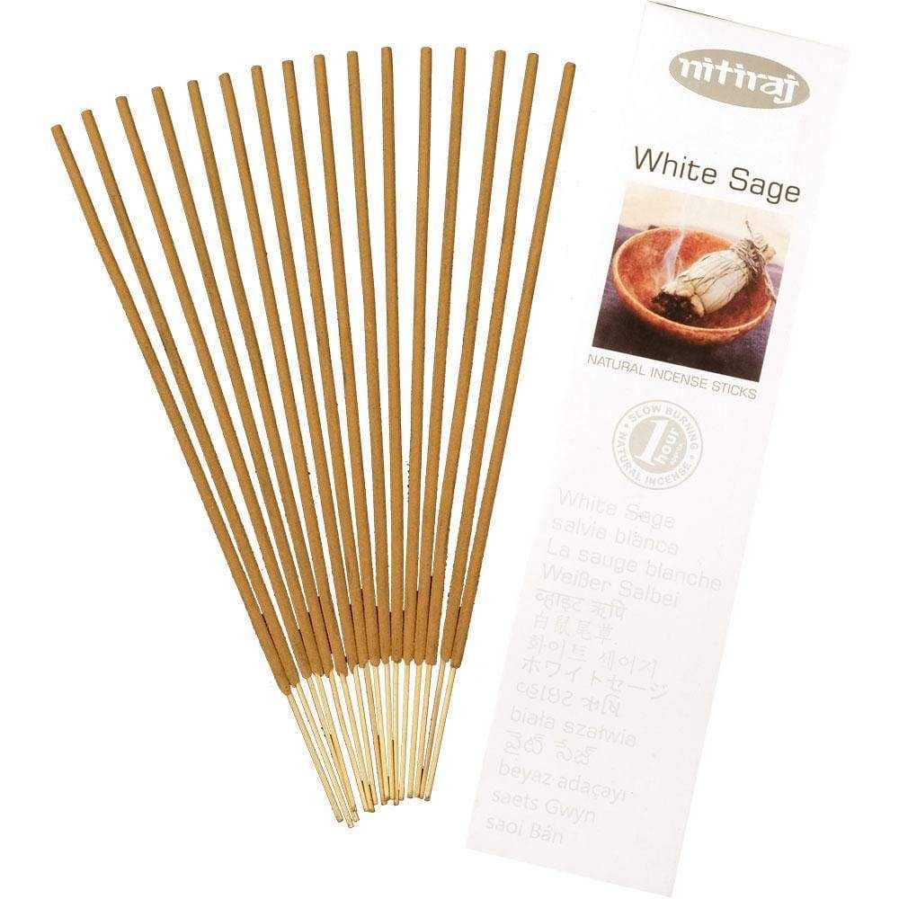 Nitiraj Incense 25 gram - White Sage (Pack of 6), SKU KH-72812, UPC 6016206222201